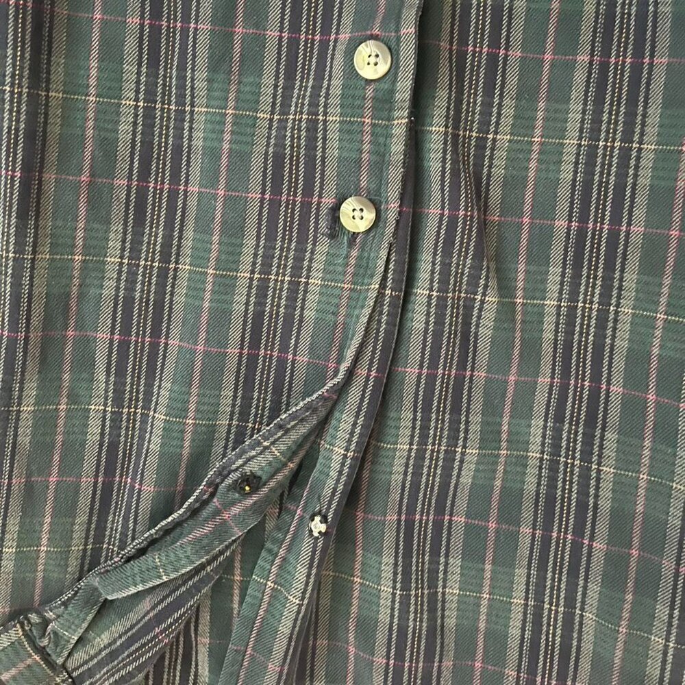 90s plaid long sleeve flannel button-up babydoll dress Original TY Wear - Large - Picture 7 of 8